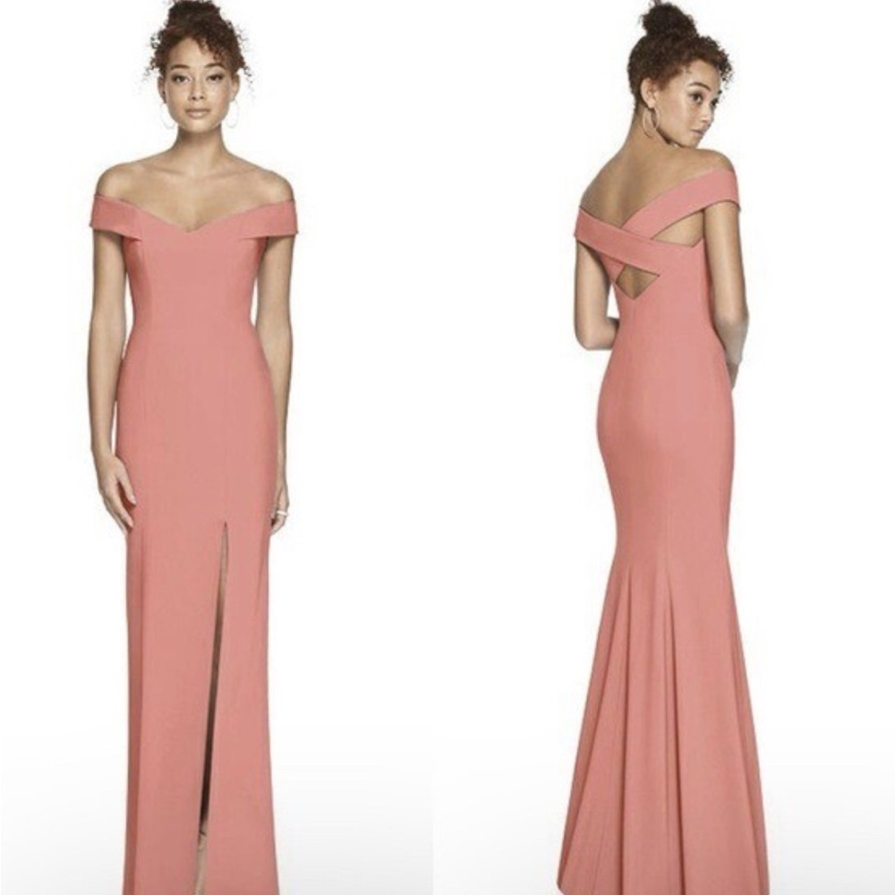 Dessy Collection Backless Pink Gown